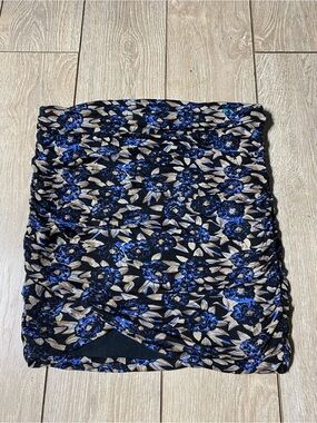 Free People Essential Scrunch Mini Skirt Black Blue Combo Floral Size Medium